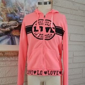 Dazl Addicted To Love Fleece Zip Front Hoodie Top